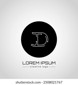 El logotipo creativo es la letra J y D. Un elemento de diseño de un logotipo, tarjeta de visita, signo corporativo o monograma. La idea de un diseño temático