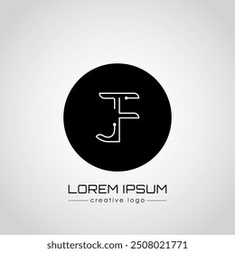 The creative logo is the letter J and F. A design element of a logo, business card, corporate sign or monogram. The idea of a thematic design