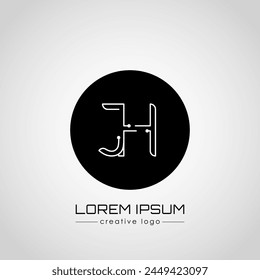El logo creativo es la letra J y H. Elemento de diseño de un logotipo, tarjeta de presentación, signo corporativo o monograma. La idea de un diseño temático