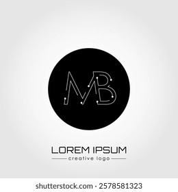 The creative logo is the letter M and B. A design element of a logo, business card, corporate sign or monogram. The idea of a thematic design