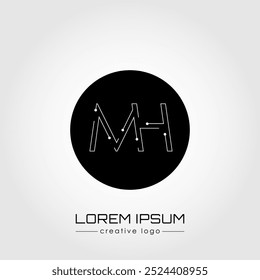 The creative logo is the letter M and H. A design element of a logo, business card, corporate sign or monogram. The idea of a thematic design