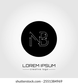 The creative logo is the letter N and B. A design element of a logo, business card, corporate sign or monogram. The idea of a thematic design