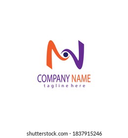 Creative logo letter n colorful illustration, eye design template vector