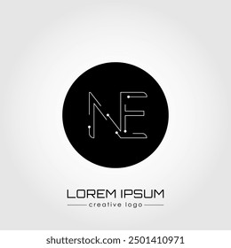 The creative logo is the letter N and E. A design element of a logo, business card, corporate sign or monogram. The idea of a thematic design