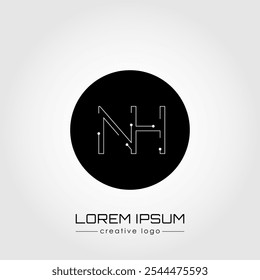 The creative logo is the letter N and H. A design element of a logo, business card, corporate sign or monogram. The idea of a thematic design