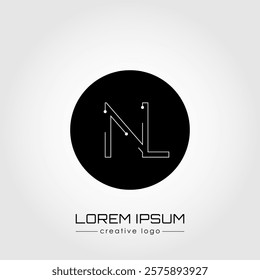 The creative logo is the letter N and L. A design element of a logo, business card, corporate sign or monogram. The idea of a thematic design