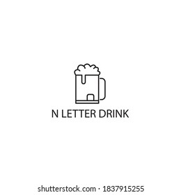creative logo letter n line illustration drink design template vector