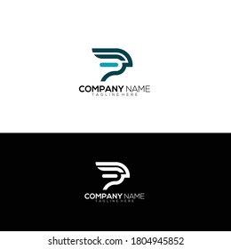 letra de logotipo creativa P fly, plantilla de vector de línea simple moderna