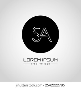 The creative logo is the letter S and A. A design element of a logo, business card, corporate sign or monogram. The idea of a thematic design