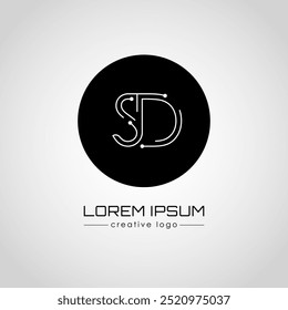 El logotipo creativo es la letra S y D. Un elemento de diseño de un logotipo, tarjeta de visita, signo corporativo o monograma. La idea de un diseño temático