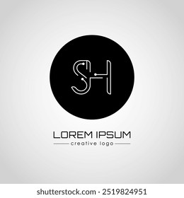 O logotipo criativo é a letra S e H. Um elemento de design de um logotipo, cartão de visita, sinal corporativo ou monograma. A ideia de um desenho temático