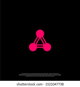 creative logo letter A simple technology beauty design concept in pink color isolated on black background 