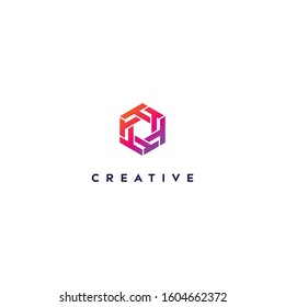 creative logo letter T with a gradient color vector