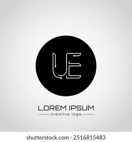 The creative logo is the letter U and E. A design element of a logo, business card, corporate sign or monogram. The idea of a thematic design