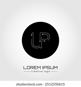 The creative logo is the letter U and P. A design element of a logo, business card, corporate sign or monogram. The idea of a thematic design