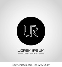 The creative logo is the letter U and R. A design element of a logo, business card, corporate sign or monogram. The idea of a thematic design