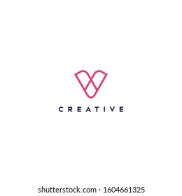 creative logo letter V with a gradient color vector