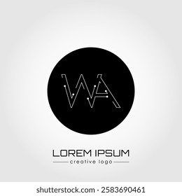 The creative logo is the letter W and A. A design element of a logo, business card, corporate sign or monogram. The idea of a thematic design