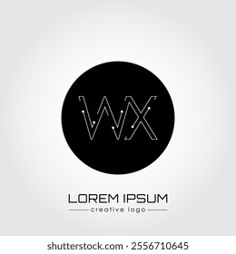 The creative logo is the letter W and X. A design element of a logo, business card, corporate sign or monogram. The idea of a thematic design