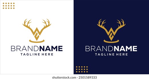 Creative Logo Letter WC With Deer Antlers, Design Inspiration, Illustration, Vector