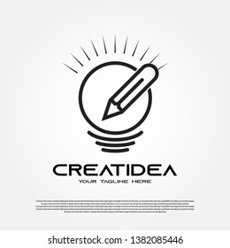 Creative logo with light bulb and pencil combination. smart writer icon. educational sign. illustration element -vector