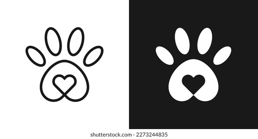 CREATIVE LOGO LINE ANIMAL PET AND LOVE DESIGN ICON VECTOR ILLUSTRATION
