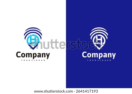 creative logo location marker with signal beam, logo reference for your business