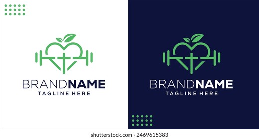 Creative Logo Love fitness Barbell, Design Inspiration, Illustration, Vector