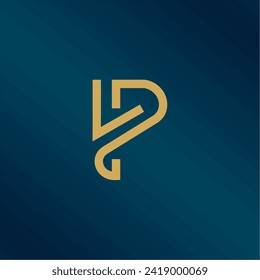 Creative logo lp letter logo in gold color logo