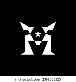 creative logo M and bull head with star vector