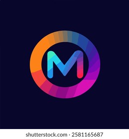 creative logo for M in many colours 