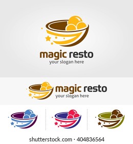 Creative logo meat restaurant template design.  Vector illustration with flat style design