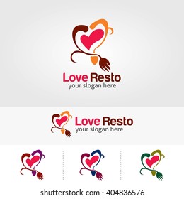 Creative logo meat restaurant template design.  Vector illustration with flat style design