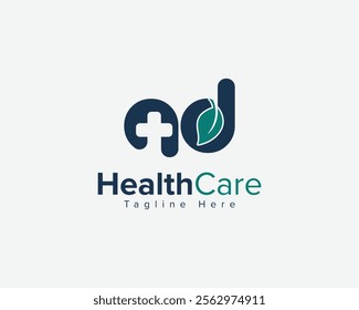 Creative Logo for Medical, Pharmacy and Healthcare company. AD Letter Healthcare and Medical  Logo Design Symbol.