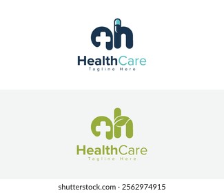 Creative Logo for Medical, Pharmacy and Healthcare company. AH Letter Healthcare and Medical  Logo Design Symbol.