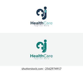 Creative Logo for Medical, Pharmacy and Healthcare company. AJ Letter Healthcare and Medical  Logo Design Symbol.