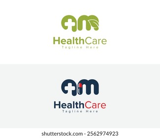 Creative Logo for Medical, Pharmacy and Healthcare company. AM Letter Healthcare and Medical  Logo Design Symbol.