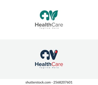 Creative Logo for Medical, Pharmacy and Healthcare company. AV Letter Healthcare and Medical  Logo Design Symbol.