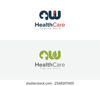 Creative Logo for Medical, Pharmacy and Healthcare company. AW Letter Healthcare and Medical  Logo Design Symbol.