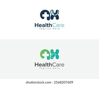 Creative Logo for Medical, Pharmacy and Healthcare company. AX Letter Healthcare and Medical  Logo Design Symbol.