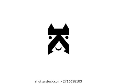 Creative logo merging German Shepherd and cat silhouettes with elegant negative space for branding use
