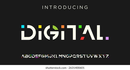 Creative Logo Modern alphabet. abstract digital tech font. Typography technology, electronic, movie, digital, music, future, logo creative font. vector illustration