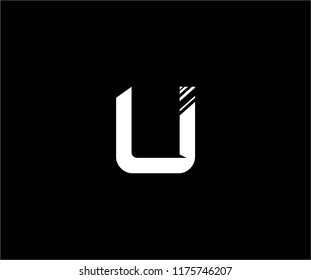 Creative Logo Modern Letter U Scifi Techno Striped Vector Monogram