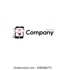 Creative logo for modern smart glasses phone vector