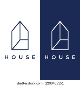 Creative logo of a monogram or geometric house or residential building in a flat and linear style.Logo for property, building construction, architecture, and business.