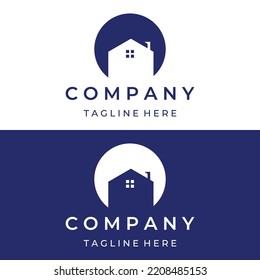Creative logo of a monogram or geometric house or residential building in a flat and linear style.Logo for property, building construction, architecture, and business.