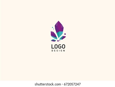 Creative logo multicolored geometric crystals