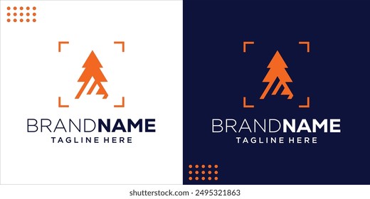 Creativo Logo Fotografía Pino Árbol, Inspiración de diseño, Ilustración, Vector
