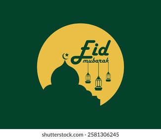 creative logo relegion shadow of mosque in circle and font in gamtungi three lanterns logo for muslim, mosque, ramadan kareem, idul fitri and others