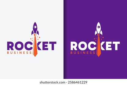 A creative logo of a rocket with smoke forming a business tie, symbolizing innovation and professional growth.